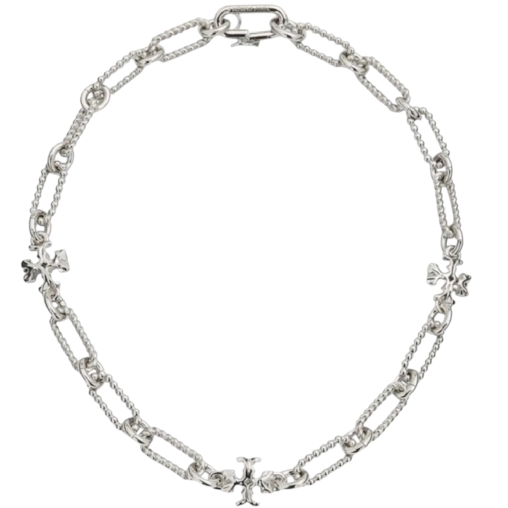 Tory Burch Silver Roxanne Chain Short Choker Necklace